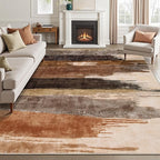 Ciicool Modern Abstract Rug for Living Room, 5'x7' Machine Washable Area Rug Non-Slip Rug, Low-Pile Contemporary Indoor Dining Floor Carpet for Bedroom Office Under Table Home Decor Brown Black