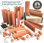 Cedar Blocks for Clothes Storage 40pcs (15 Hang-ups, 25 Balls), Cedar Blocks for Closet, Cedar for Closets, Cedar Planks, Natural Closet Smell Eliminator, Natural Closet Deodorizer