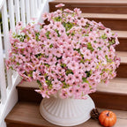 Artificial Faux Flowers Plants for Outdoors Spring Summer Decoration,12 Bundles Realistic Fake Flowers Plant Greenery Silk Daisy UV Resistant for Outside Planters Porch Patio Balcony Garden Home(Pink)