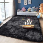 OLANLY 5x11 Machine Washable Large Area Rugs for Living Room, Bedroom, Soft Fluffy Shaggy Bedside Rug, Indoor Floor Carpet for Kids Girls and Boys, Dorms, Nursery, Home Decor Aesthetic, Black