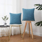 HPUK Linen Throw Pillow Covers Pack of 2, 16x16 Inch Accent Cushion Covers for Living Room, Bedroom, Decorative Solid Color Pillow Covers for Couch, Sofa, Chair, Aqua Blue