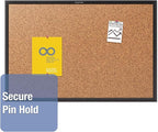 Quartet Cork Bulletin Board 36"W x 24"H Pin Board, Black Aluminum Frame (2303)