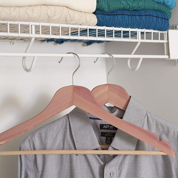 Household Essentials Solid Red Cedar Wood Hangers 12 Pack with Swivel Hook