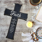 dsjaidh Cross Wall Decor - Black Scripture Wooden Cross For Wall - Gothic Wooden Hanging Signs Christian Easter Decor for Home Office Church Baptism - Christian Gifts for Men Women (Faith) - A07