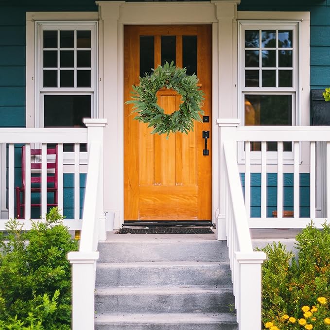 WreathDream 22 inch Olive Wreaths for Front Door Greenery Wreath with Olive Leaves, Bean for All Season Front Door Indoor Outdoor Farmhouse Home Wall Window Festival Wedding Decor