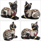 Smadeer Black Cat Statue for Home Decor, Cat Figurines Room Decoration for Bookshelf Office Table, Vintage Matt Small Cat Sculpture Gift for Cat Lovers, Woman Mom Retro Cats Animal