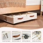 Under Bed Shoe Storage with Wheels 2 Pack, Holds 12 to 24 Pairs, Sturdy Shoe Organizer with Clear Lid, Zippers and 3 Handles, Foldable Fabric Shoe Organizer for Closet