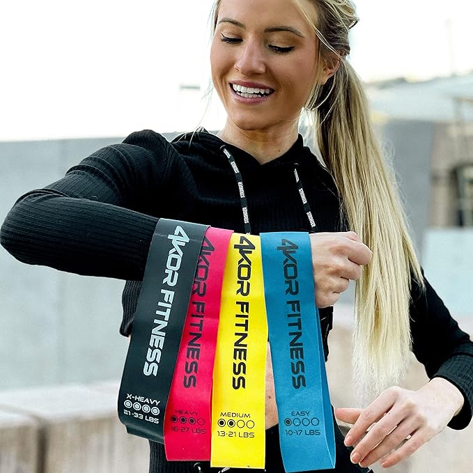 4KOR Fitness Resistance Loop Band Set, Perfect for Crossfit, Yoga, Physical Therapy, and Booty Building