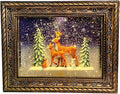 San Francisco Music Box Musical Lighted Reindeer in The Woods Frame