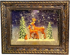 San Francisco Music Box Musical Lighted Reindeer in The Woods Frame