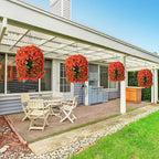 HyeFlora Artificial Fake Hanging Flowers Plants for Outdoor Outside Spring Decor, 2PCS Faux Silk Orange Morning Glory Trailing Vines UV Resistant Look Real for Home Planter Porch Patio