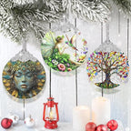 Jocidea Fairy & Hummingbird Christmas Ornament - Stained Glass Hanging Decor - Tree Decoration - Gifts for Women, Her, Mom