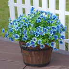 Artificial Flowers for Outdoors Daisy 12 Bundles for Home Decoration, Faux Flower Fake Plants Outside Decoration with Eucalyptus UV Resistant for Planter Porch Patio Yard Garden Blue