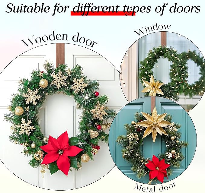 MCFULL 12 in Wreath Hangers for Front Door St Patricks Day Decorations,Bronze Wreath Door Hanger Hook,Over The Door Hooks for Front Porch Decor,Metal Garland Holder for Easter Spring Wreath Decor