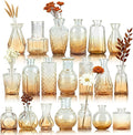 Der Rose Amber Glass Bud Vases Set of 20, Small Bud Vases for Flowers, Rustic Wedding Centerpieces and Home Decor
