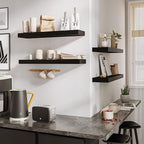 BAMEOS Floating Wall Shelves 24 x 6 Inch – Easy-Install Hanging Shelves with Hardware Included | Modern Decor Shelf for Bathroom, Bedroom & Living Room Storage, Set of 2, Black