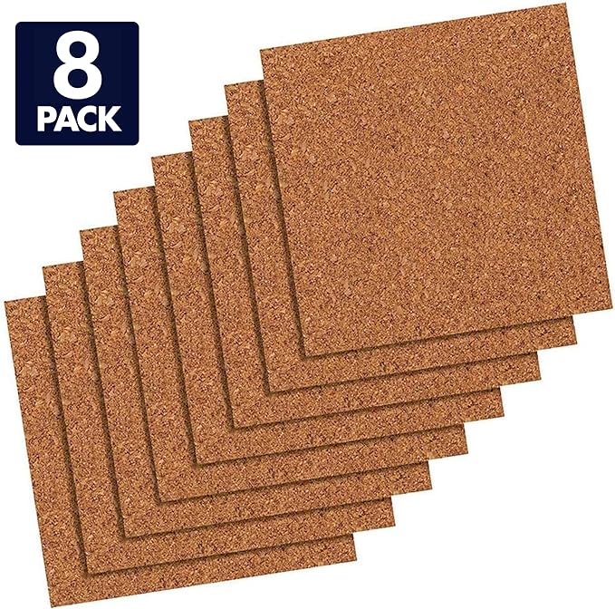 Quartet Cork Tiles, Bulletin Board Cork Panels 12" x 12" x 3/16", Natural, 8 Pack (108)