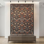 GarveeHome Brown Vintage Floral Washable 8x10 Area Rugs for Living Room Black Boho Botanical Retro Rug Low Pile Stain Resistance Non Slip Carpet for Bedroom Nursery Dining Room