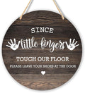 Wall Pediments Shoes Off Sign,Shoes Off Sign for Front Door,Since Little Fingers Touch Our Floor Door Sign,Please Take Your Shoes Off Sign,9.8x9.8 Inches（07）