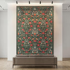 GarveeHome Green Vintage Floral Washable Rugs 8x10 for Living Room Boho Botanical Retro Rug Low Pile Stain Resistance Non Slip Carpet for Bedroom Nursery Dining Room