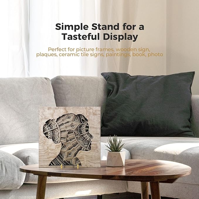 TR-LIFE 4 Pack 6 Inch Plate Stands for Display - Metal Easel Holder Stand for Picture Frame, Decorative Plate, Photo, Tabletop Art (Gold)