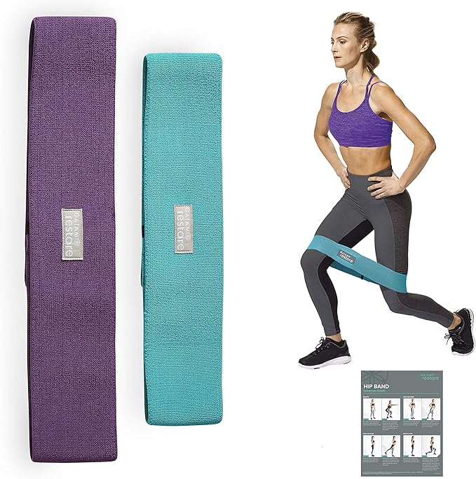 Gaiam Restore Booty Bands Resistance Loops Hip Band Circle, Set of 2 Elastic Glute Bands for Women & Men in Progressive Resistance for Legs, Butt, Thigh, Squats, Ankle, Exercise Guide Included