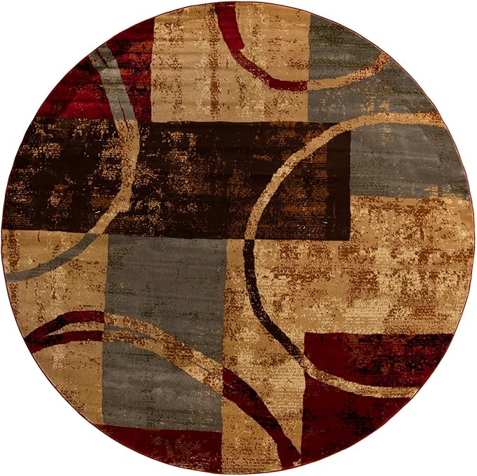 Unique Loom Barista Collection Area Rug - Kouillou (10' Round, Multi/Brown)