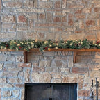 Haute Decor 6 Foot Christmas Pre-lit Holiday Swag for Fireplace Mantels with 100 Energy-Efficient Soft White LED Lights, Faux Berries, Real Pinecones and Built-in Timer