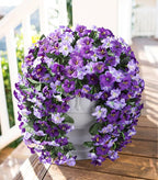 HyeFlora Artificial Flowers for Outdoors, 2pcs Faux Hanging Morning Glory Silk Fake Flowers Lifelike Artificial Plants UV Resistant Flowers for Outside Planter Patio Garden Porch Decor (Purple)
