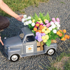 25x9.4x13in Vintage Antique Blue Farm Truck Decor, Rustic Metal Pickup Truck, Farmhouse Tabletop Decorative Planter & Storage for Home Indoor Outdoor