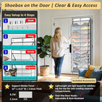 24-Pair Over Door Shoe Organizer for Family & Kids, Double Sided | Hanging Storage for Sneakers, Boots, Toys & Room Organization-Pearl White