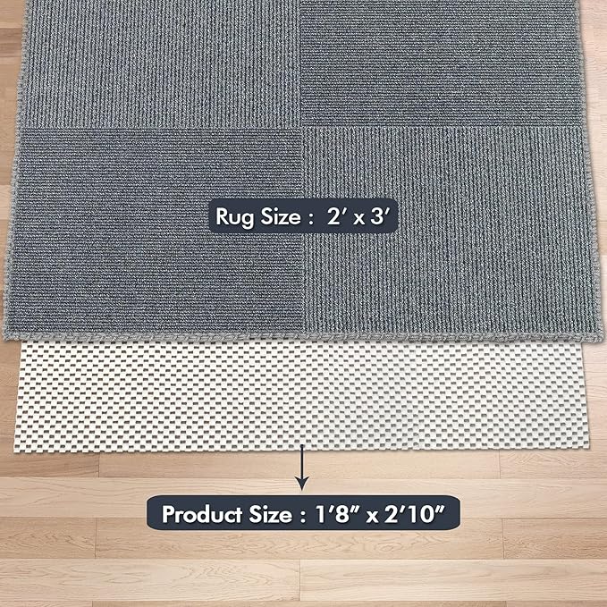 Non Slip Area Rug Pads Non Skid Rug Gripper 2x3 Feet Extra Thick Pad Anti-Slip Carpet Rug Mats for Hardwood Surface Floors, Keep Rugs Safe and in Place (2 x 3 Ft)