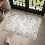 Washable Area Rug 2x3 Entryway Rug: Washable Modern Abstract Soft Thin Rug Indoor Floor No Slip Stain Resistant Carpet for Bedroom Dining Room Farmhouse Nursery Home Office - Brown Grey
