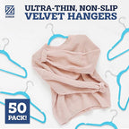 ZOBER Turquoise Velvet Hangers 50 Pack - Clothes Hangers, Coat Hanger for Pants & Dress Clothes - Non Slip w/ 360 Degree Swivel, Holds up to 10 lbs - Strong Felt Hanger for Clothing
