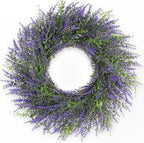 DDHS 24inch Lavender Wreath for Front Door, Window, Porch, Spring Summer Artificial Wreaths All Seasons Farmhouse Indoor Outdoor Decor-pulpre