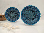 Turkish Decorative Plate Set of 2-7.08''(18 cm) Handmade Ceramic Ornament for Home Hanging Wall Decor
