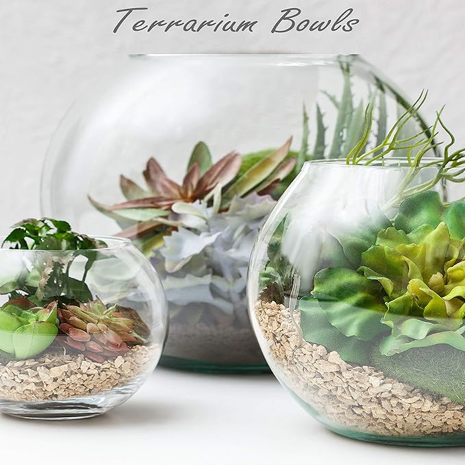 CYS EXCEL Large Glass Bubble Bowl (H-13.5" W-15.25", Approx. 9 Gal.) Round Bowl Terrarium Globe Flower Vase Centerpiece for Weddings Events Arrangements