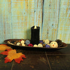 CVHOMEDECO. Primitives Oval Decorative Plate Wooden Candle Plate Rustic Treenware Home and Office Décor Art, 16 x 4-1/2 x 1-1/2 Inch