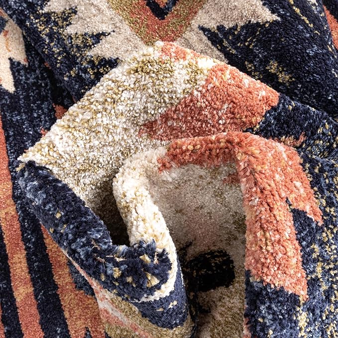 Well Woven Tulsa Lea Blue Traditional Southwestern Tribal 5x7 (5'3" x 7'3") Area Rug