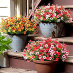 Artificial Fake Flowers Plants for Outdoor Spring Decor, 12 Bundles Faux Silk Flowers for Outdoor Outside Planter Colorful Daisy UV Resistant Look Real for Front Door Porch Patio Yard(Yellow Orange)
