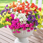 Waipfaru Artificial Flowers for Outdoors, 24 Bundles Faux Plants Outdoor, UV Resistant Artificial Plants Outdoor, Silk Petunias Fake Flowers for Outside Home Decor Planter Porch Decoration, Mix Color