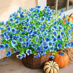 Artificial Flowers for Outdoors Daisy 12 Bundles for Home Decoration, Faux Flower Fake Plants Outside Decoration with Eucalyptus UV Resistant for Planter Porch Patio Yard Garden Blue