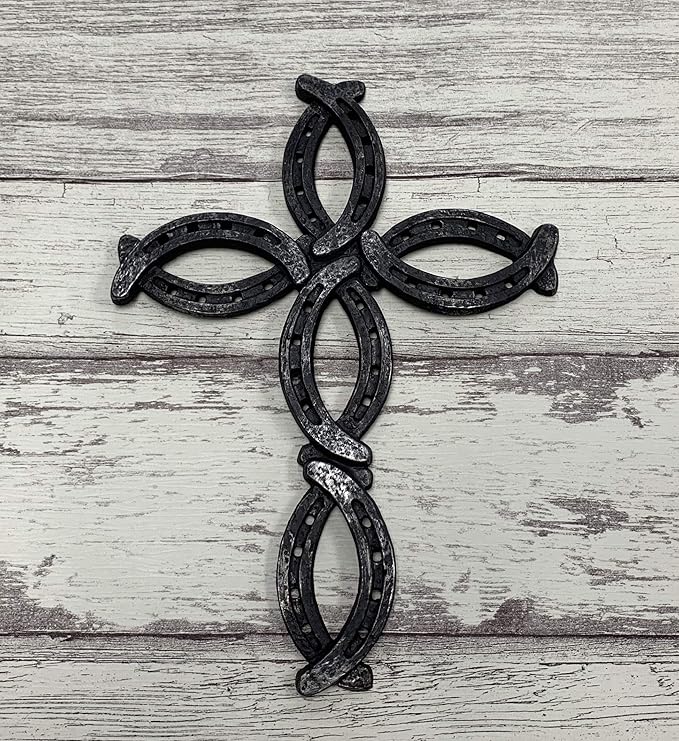 Deleon Collections Decorative Horseshoe Wall Cross - Rustic Spiritual Art Sculpture