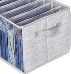 Zilink Upgraded Wardrobe Clothes Organizer with Support Board Clear Pants Organizer for Closet with 7 Grids Storage Bin with Dividers for Jean Pant Sweater Legging T-Shirt, 3 Pack