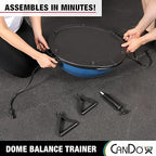 CanDo Dome Balance Trainer 55cm with Non-Skid Base for Balance Training, Strength Building, and Cardio Exercises for Home, Gyms, and Clinics, Includes Resistance Cords and Air Pump