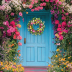 20 Inch Spring Floral Wreath with Butterflies & Berries - Artificial Tulip Eucalyptus Front Door Wreath for Year Round Home Decor, Spring, Summer, Mother's Day, Farmhouse Porch & Home Decor