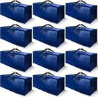 Cosy Family 12 Pack Heavy Duty Moving Bags with Backpack Straps - Strong Handles & Zippers, Storage Totes For Space Saving, Fold Flat, Alternative to Moving Box (X-Large-Set of 12, Blue)