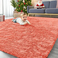 OLANLY 5x8 Machine Washable Large Area Rugs for Living Room, Bedroom, Soft Fluffy Shaggy Bedside Rug, Indoor Floor Carpet for Kids Girls and Boys, Dorms, Nursery, Home Decor Aesthetic, Coral Red