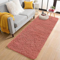 OLANLY 2x5 Machine Washable Runner Rugs for Hallway, Soft Fluffy Shaggy Bedside Rugs for Bedroom, Living Room, Indoor Floor Carpet for Kids Girls and Boys, Home Decor Aesthetic, Rust Red