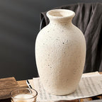 Large Ceramic Rustic Flower Vase, 10.43 Inch Tall Vintage Pottery Home Decor, Antique Farmhouse Terracotta Vase for Living Room, Table, Shelf, Mantel Decoration, Farmhouse - Cream-White